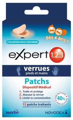 Novodex Expert 1.2.3 Warts Foot And Hand Patches 15 Patches