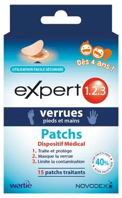 Novodex Expert 1.2.3 Warts Foot And Hand Patches 15 Patches