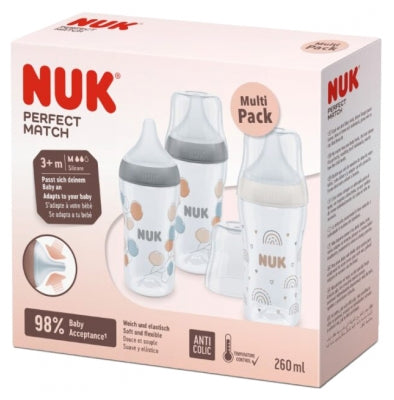 Nuk Perfect Match 3 Baby Bottles 260 Ml 3 Months And Up