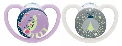 Nuk Space Night 2 Silicone Soothers 0-6 Months