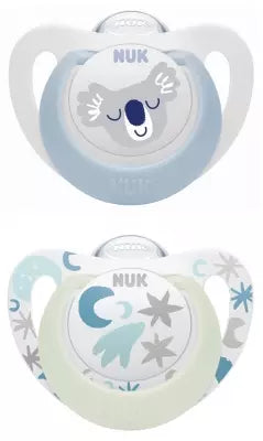 Nuk Starlight Day & Night 2 Silicone Soothers 0-6 Months