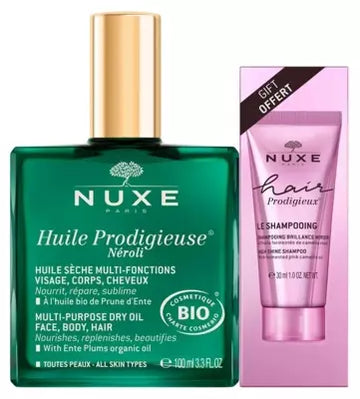 Nuxe Huile Prodigieuse Neroli Organic 100 Ml + Hair Prodigieux High Shine Shampoo 30 Ml Free