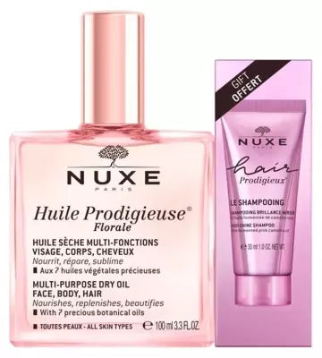 Nuxe Huile Prodigieuse Florale 100 Ml + Hair Prodigieux High Shine Shampoo 30 Ml Free