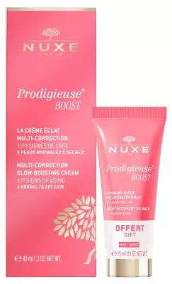 Nuxe Prodigieuse Boost Multi-Correction Glow-Boosting Cream-Gel 40Ml + Night Recovery Oil Balm 15Ml Free