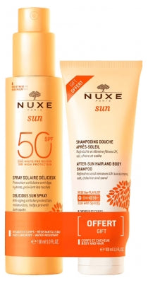 Nuxe Sun Delicious Sun Spray Spf50 150Ml + After-Sun Hair And Body Shampoo 100Ml Free