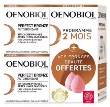 Oenobiol Self Tanning Set Of 2 X 30 Capsules + 2 Free Beauty Sponges