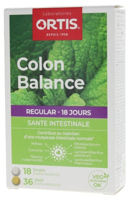 Ortis Colon Balance Regular 18 Morning Tablets + 36 Evening Tablets