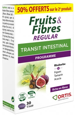 Ortis Fruits & Fibres Regular Intestinal Transit 2 X 30 Tablets