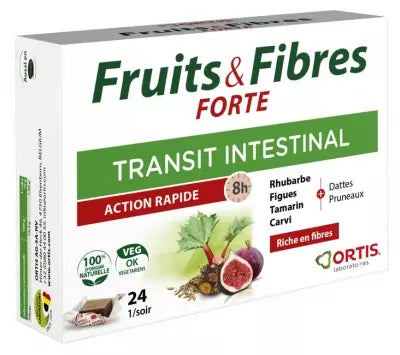 Ortis Fruits & Fibres Forte Intestinal Transit 24 Squares To Chew