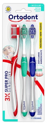 Ortodont 3 Super-Pro Sensitive Medium Toothbrushes