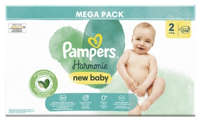 Pampers New Baby Harmonie 104 Diapers Size 2 (4-8 Kg)