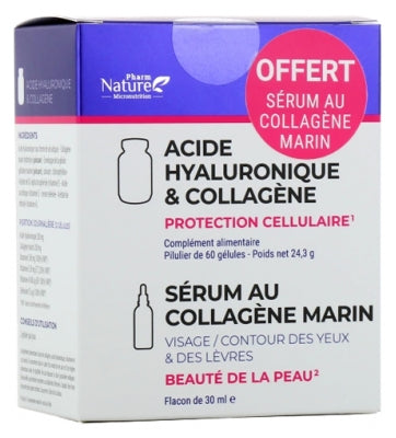 Pharm Nature Duo Hyaluronic Acid & Collagen 60 Capsules + Marine Collagen Serum 30Ml Free