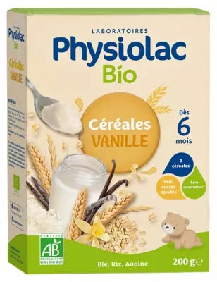 Physiolac Organic Cereals Vanilla From 6 Months 200G