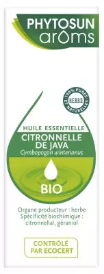 Phytosun Arôms Organic Essential Oil Java Lemongrass (Cymbopogon Winterianus) 10 Ml