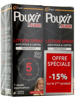 Pouxit Flash Anti-Lice And Nits Spray Set Of 2 X 150 Ml Special Offer