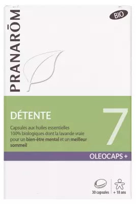 Pranarôm Oléocaps+ Organic 7 Relaxation 30 Capsules