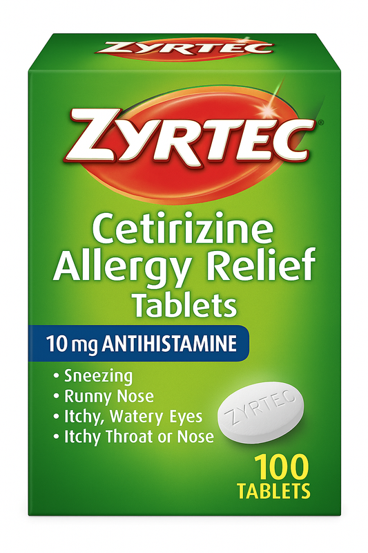 Cetirizine Allergy Relief Tablets by Zyrtec – 10mg Antihistamine, 100 Count, Non-Drowsy, 24-Hour Support