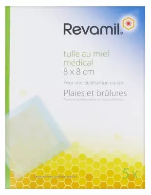 Revamil Tulle With Medical Honey 5 Sterile Unit Plasters 8 X 8Cm