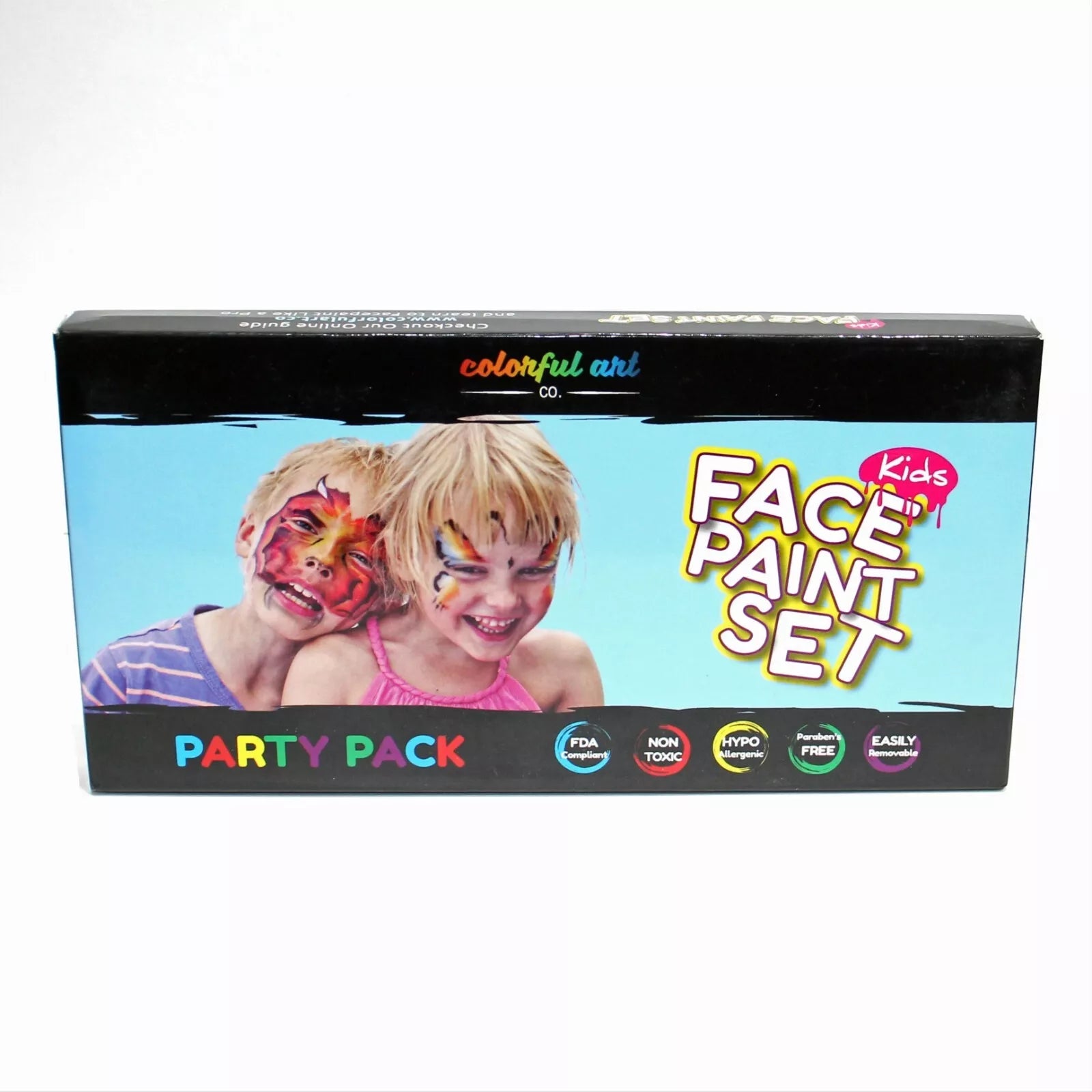 12 Color Face Paint Kit for Kids Washable set Variety Party Pack Stencils