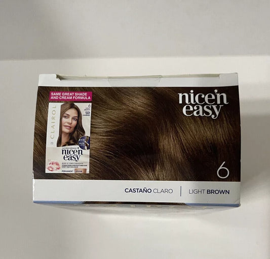 Clairol Nice'n Easy Permanent Hair Dye, 6 Light Brown Hair Color, Pack of 1