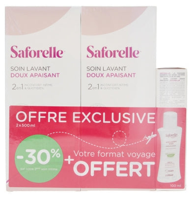 Saforelle Gentle Cleansing Care 2 X 500Ml + 1 Gentle Cleansing Care 100Ml Offered