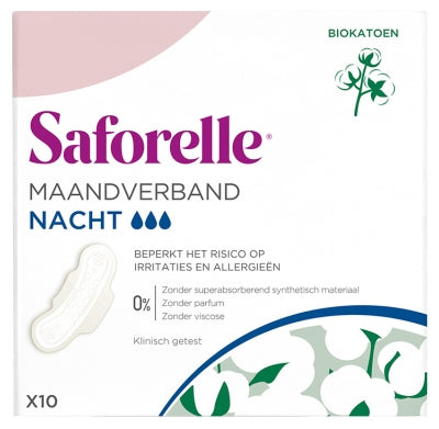 Saforelle Night Sanitary Napkins 10 Sanitary Napkins