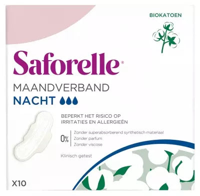 Saforelle Night Sanitary Napkins 10 Sanitary Napkins