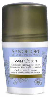 Sanoflore 24H Cotton Freshness Deodorant Roll-On Organic 50Ml