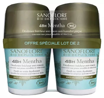 Sanoflore 48H Mentha Freshness Anti-Trace Deodorant 2 X 50Ml