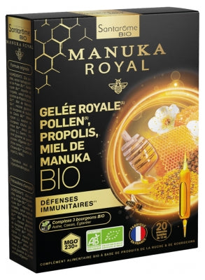 Santarome Bio Royal Jelly Pollen Propolis Manuka Honey Organic 20 Phials