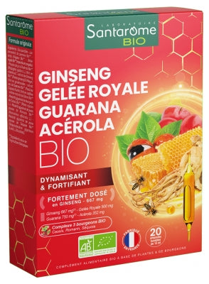 Santarome Organic Ginseng Royal Jelly Guarana Acerola 20 Phials