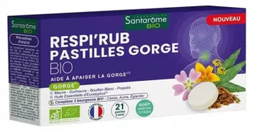 Santarome Respi'Rub Organic Throat Lozenges – 21 Pastilles for Soothing Relief & Respiratory Comfort