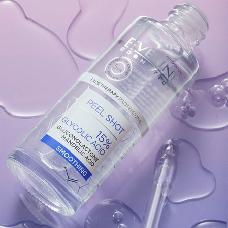 Eveline Cosmetics Serum Shot 15% Glycolic Acid Smoothing Facial Exfoliator To Even Out Skin Tone