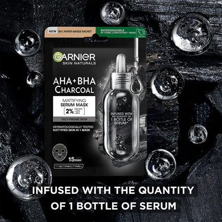 Garnier Skin Naturals Pure Charcoal Black Sheet Mask With Seaweed Extract 