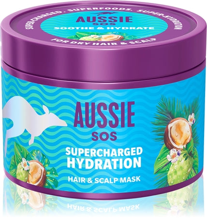 Aussie Sos Supercharged Hydration Soothing Hydrating Mask For Hair And Scalp 