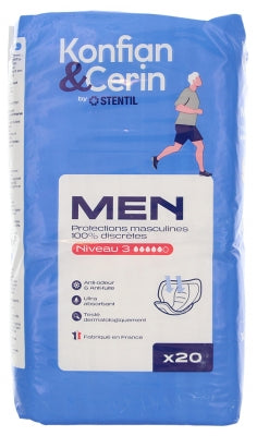 Stentil Konfian & Cerin Men Level 3 Protections Masculines Discrètes 20 Units