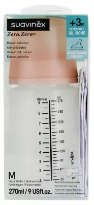 Suavinex Zero.Zero Medium Flow Anti-Colic Feeding Bottle 270 Ml 3 Months And Up