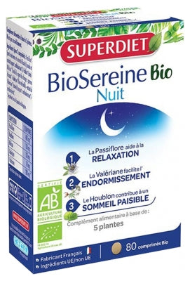 Superdiet Biosereine Night Organic 80 Tablets