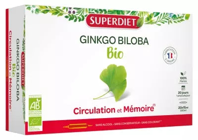 Superdiet Organic Ginkgo Biloba 20 Phials