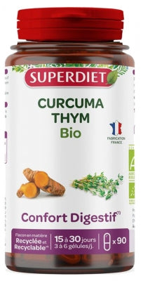 Superdiet Organic Turmeric Thyme 90 Capsules