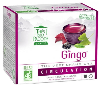 Thés De La Pagode Gingo Green Tea Grand Cru Circulation Organic 18 Sachets