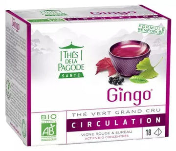 Thés De La Pagode Gingo Green Tea Grand Cru Circulation Organic 18 Sachets