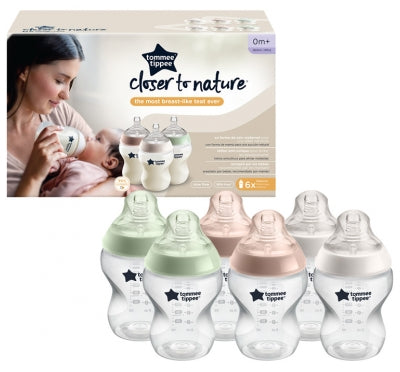 Tommee Tippee Closer To Nature 6 Feeding Bottles 260Ml 0 Months And +