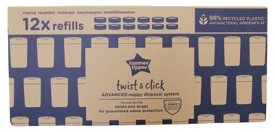 Tommee Tippee Twist & Click Diaper Bin Refill 12 Refills