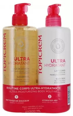 Topicrem Ultra-Hydrating Shower Oil 500 Ml + Body Lotion 500 Ml