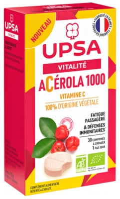 Upsa Vitality Acerola 1000 Organic 30 Tablets To Crunch
