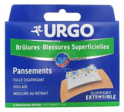 Urgo Burns - Superficial Wounds 6 Small Sized Sterile Bandages 5 X 7Cm