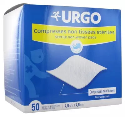 Urgo Sterile Compresses 7,5 X 7,5Cm 50 Sachets Of 2 Non Woven Compresses