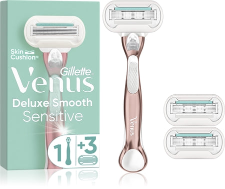 Gillette Venus Deluxe Smooth Sensitive Rosegold Razor + Replacement Heads