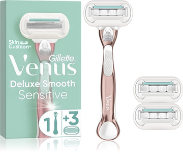 Gillette Venus Deluxe Smooth Sensitive Rosegold Razor + Replacement Heads